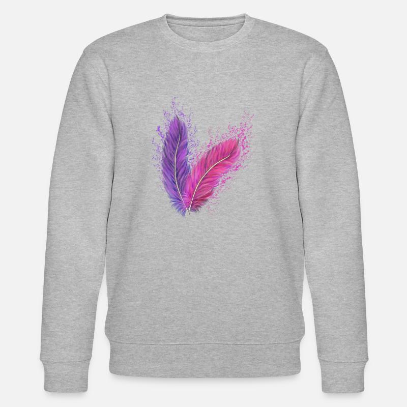 Feder, Vogelfeder, Tatoo, Indianerfeder - Stanley/Stella Unisex Bio-Sweatshirt CHANGER  - Grau meliert