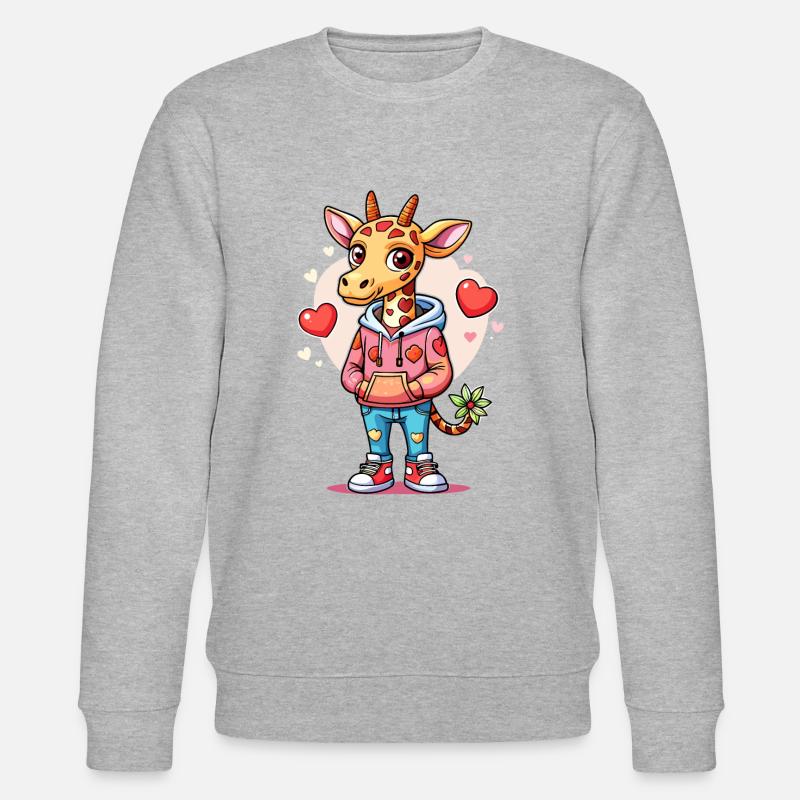 Giraffen-Parade: Coole Giraffe - Stanley/Stella Unisex Bio-Sweatshirt CHANGER  - Grau meliert