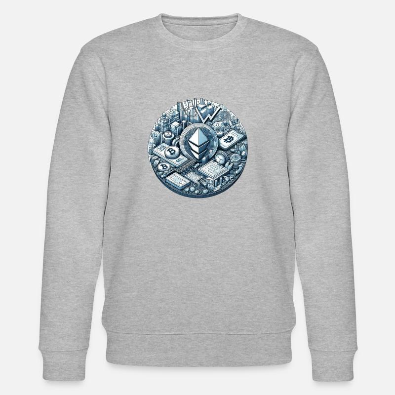 Bitcoin Cryptowelt 3 - Stanley/Stella Unisex Bio-Sweatshirt CHANGER  - Grau meliert