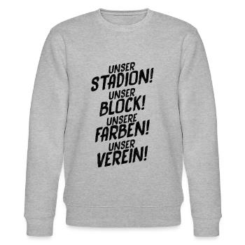 UNSER STADION! UNSER BLOCK! UNSERE FARBEN! - Stanley/Stella Unisex Bio-Sweatshirt CHANGER  - Grau meliert - Vorne - Nik (191cm) & Marisol (170cm)
