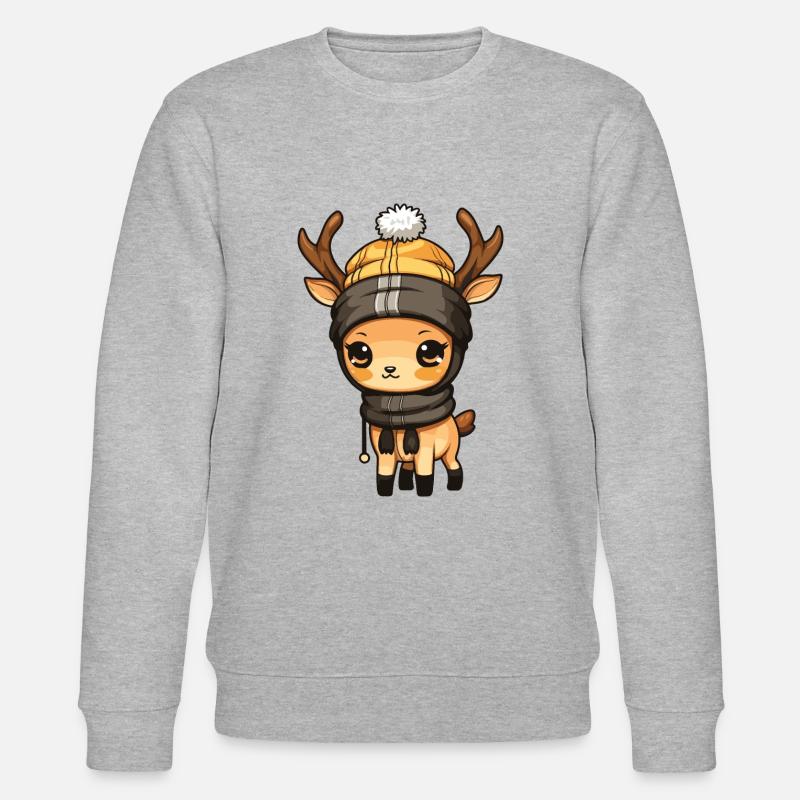 Reh Geweih Winter Comic - Stanley/Stella Unisex Bio-Sweatshirt CHANGER  - Grau meliert
