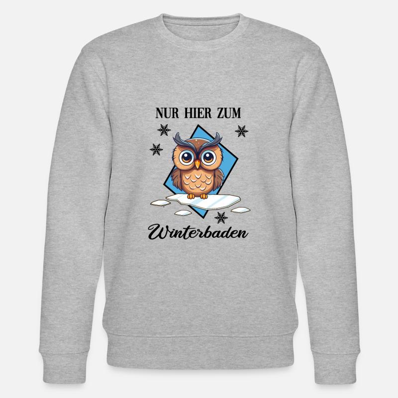 Winterbaden Eisbade-Eule Winterschwimmen Kältebad - Stanley/Stella Unisex Bio-Sweatshirt CHANGER  - Grau meliert