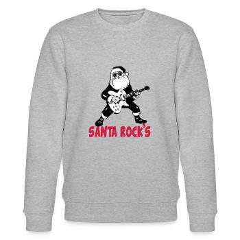 Santa rocks Gitarre Christmas Music Weihnachten - Stanley/Stella Unisex Bio-Sweatshirt CHANGER  - Grau meliert - Vorne - Nik (191cm) & Marisol (170cm)