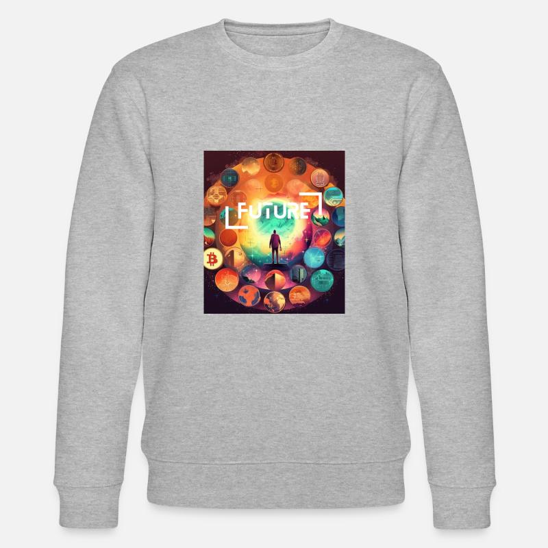 Future Krypto World T-Shirt - Stanley/Stella Unisex Bio-Sweatshirt CHANGER  - Grau meliert