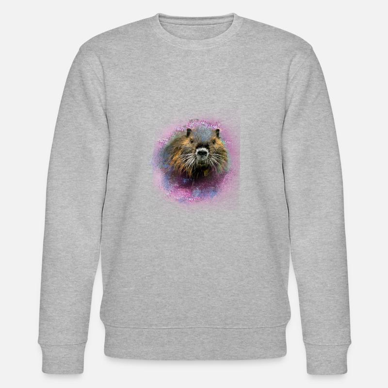 nutria,biber,tier,graffiti,pink,malerei - Stanley/Stella Unisex Bio-Sweatshirt CHANGER - Grau meliert