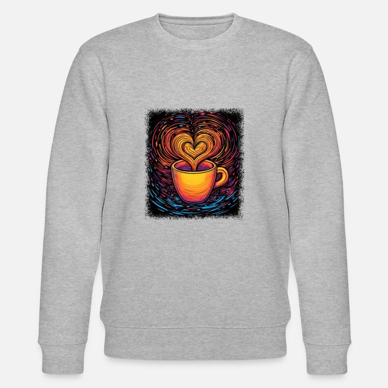 tired latte coffee cup roastedbeans - Stanley/Stella Unisex Bio-Sweatshirt CHANGER - Grau meliert