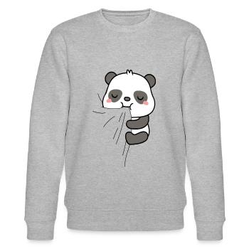 Panda T-Shirt Drôle Faim Panda Mange - Sweat bio CHANGER Stanley/Stella Unisexe - gris chiné - Devant - Nik (191cm) & Marisol (170cm)