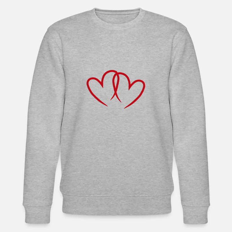 Red, open hearts. - Stanley/Stella CHANGER Unisex Organic Sweatshirt - heather grey
