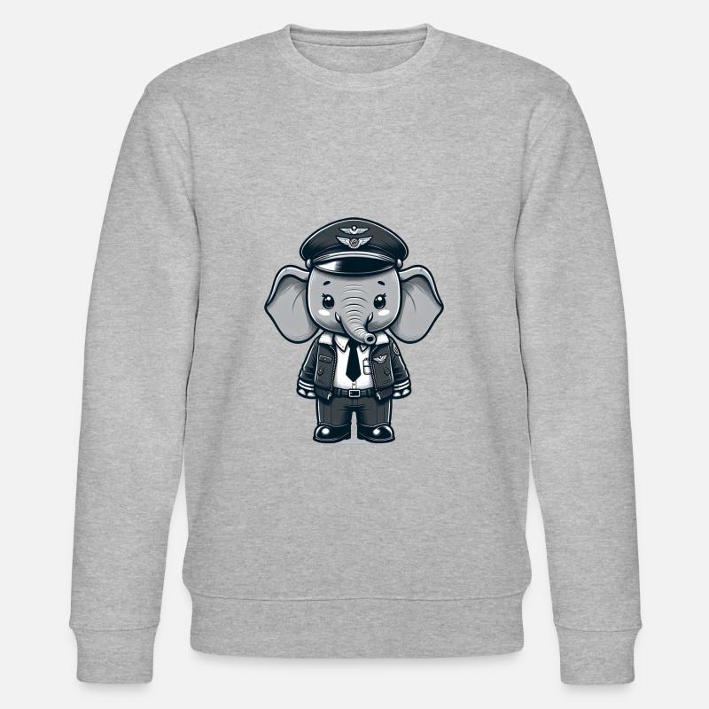Cute Elephant Pilot - Stanley/Stella Unisex Bio-Sweatshirt CHANGER  - Grau meliert