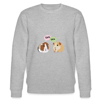 Guinea Pig I$HIG Wheek Meerschweinchen Sprache - Stanley/Stella Unisex Bio-Sweatshirt CHANGER  - Grau meliert - Vorne - Nik (191cm) & Marisol (170cm)