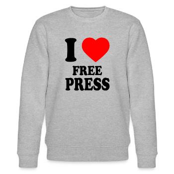i love free press - Stanley/Stella Unisex Bio-Sweatshirt CHANGER  - Grau meliert - Vorne - Nik (191cm) & Marisol (170cm)