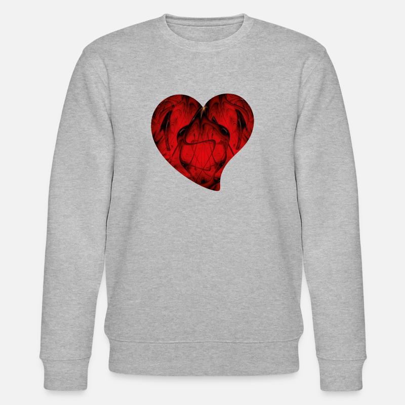 Fraktal - Rotes Herz - Stanley/Stella Unisex Bio-Sweatshirt CHANGER  - Grau meliert