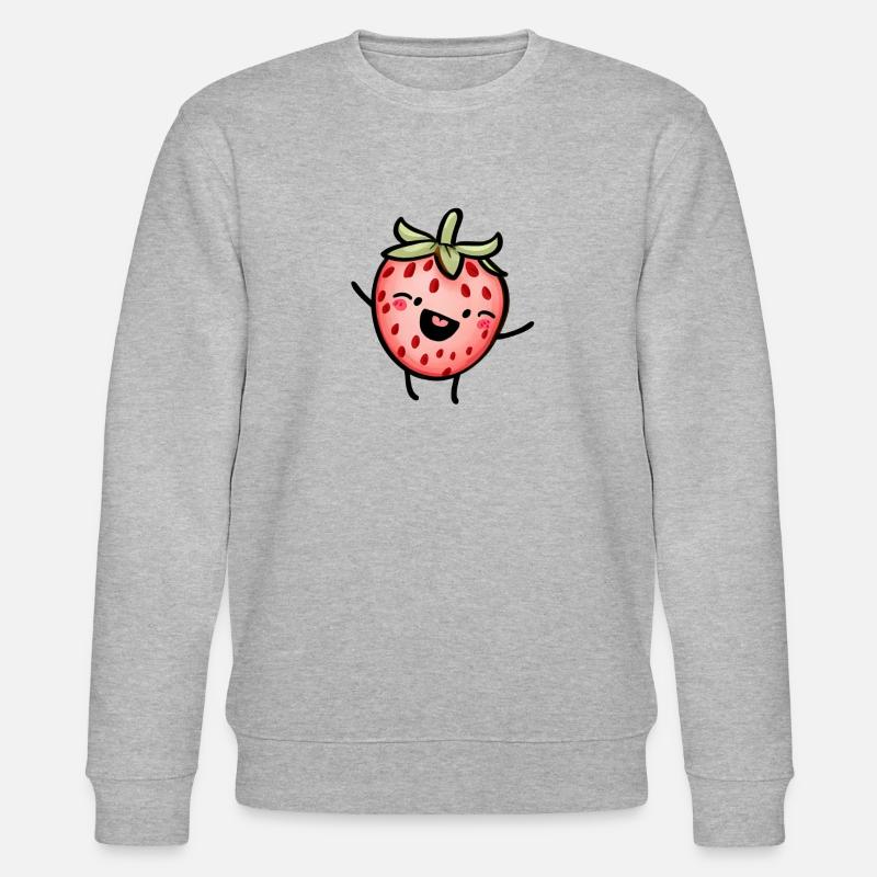 Fröhliche Erdbeere - Stanley/Stella Unisex Bio-Sweatshirt CHANGER  - Grau meliert