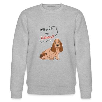 Valentinstag - Süßer Hund - Basset - Hush Puppy - Stanley/Stella Unisex Bio-Sweatshirt CHANGER  - Grau meliert - Vorne - Nik (191cm) & Marisol (170cm)