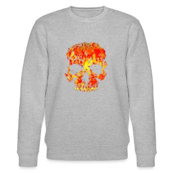 Skull (Hell) - Stanley/Stella CHANGER Unisex Organic Sweatshirt - heather grey - Front - Nik (191cm) & Marisol (170cm)