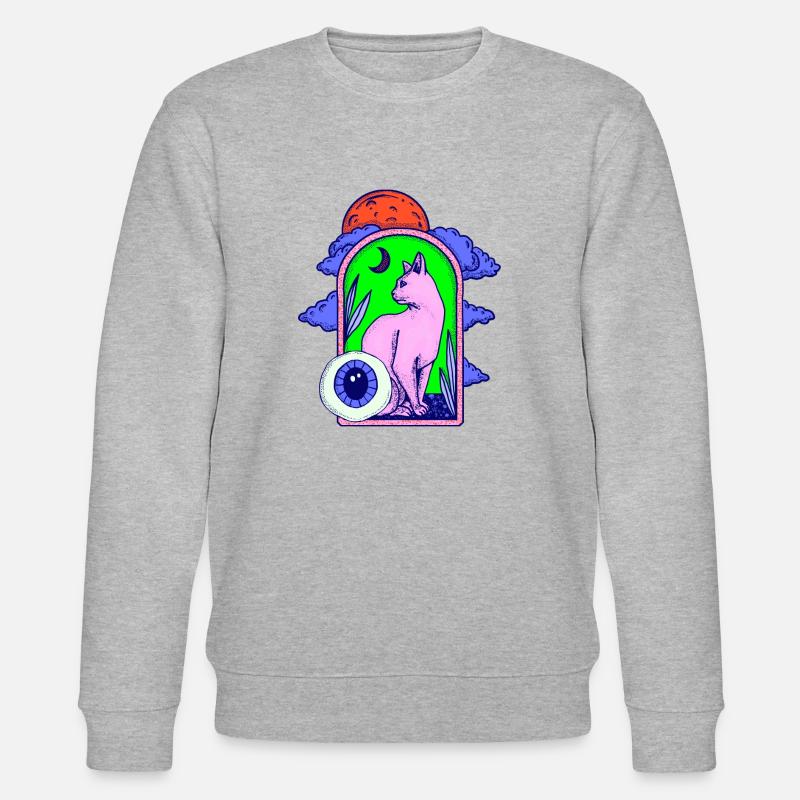 Globe oculaire de chat - Sweat bio CHANGER Stanley/Stella Unisexe - gris chiné