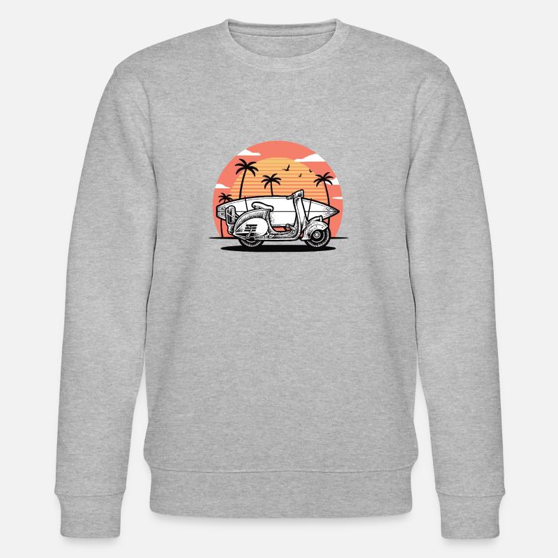 Roller mit Surfbrett (weiß) - Stanley/Stella Unisex Bio-Sweatshirt CHANGER  - Grau meliert
