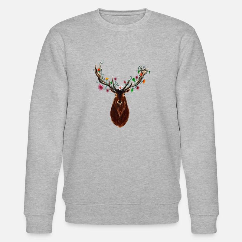 Blumen Hirsch - Stanley/Stella Unisex Bio-Sweatshirt CHANGER  - Grau meliert