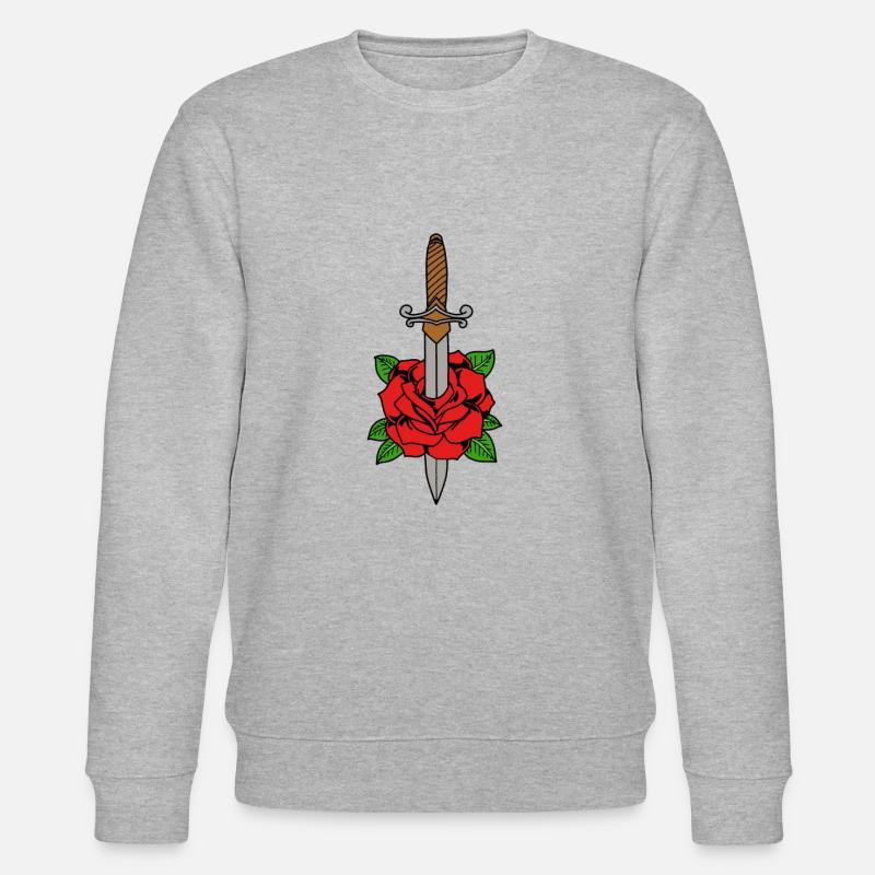 Dolch sticht durch eine Rose - Stanley/Stella Unisex Bio-Sweatshirt CHANGER  - Grau meliert