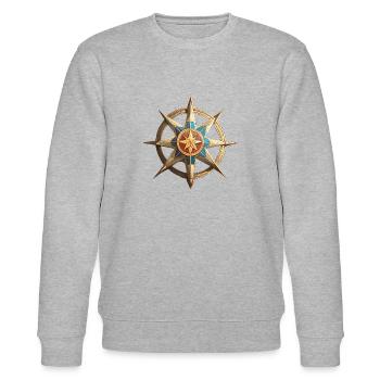 cardinal directions, compass - Stanley/Stella CHANGER Unisex Organic Sweatshirt - heather grey - Front - Nik (191cm) & Marisol (170cm)