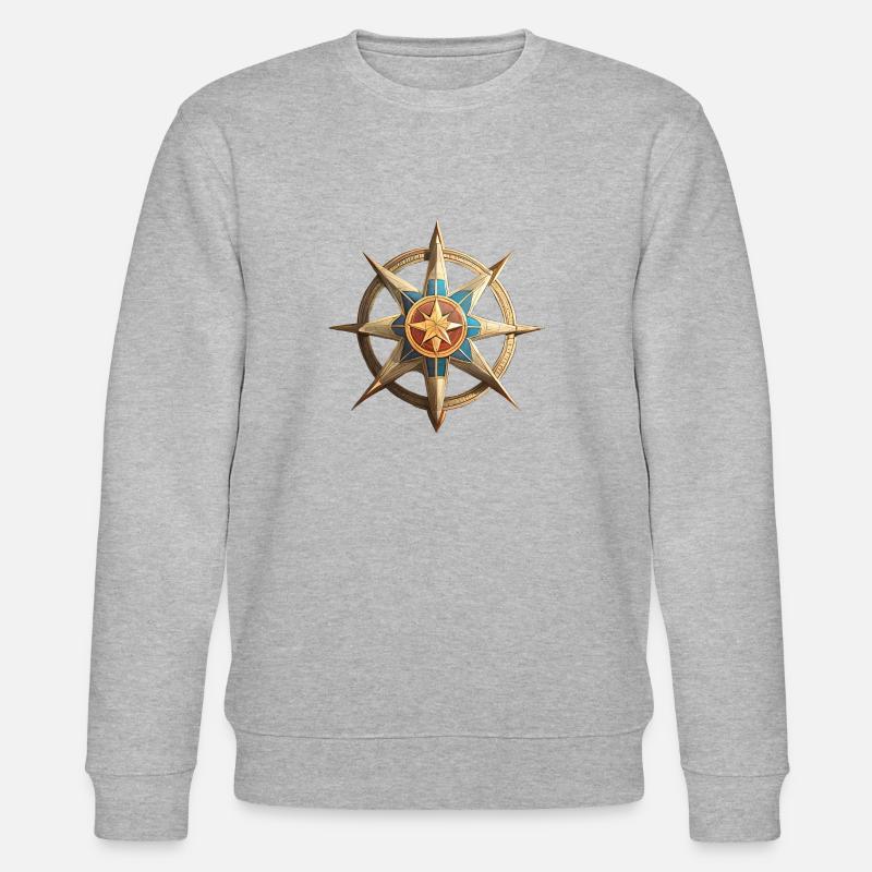 Himmelsrichtungen, Kompass - Stanley/Stella Unisex Bio-Sweatshirt CHANGER  - Grau meliert