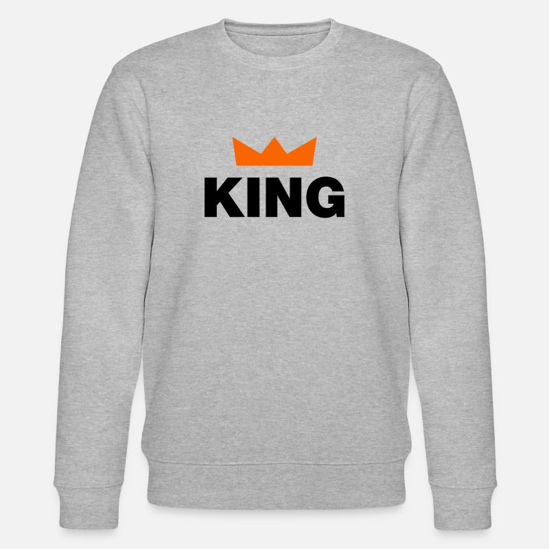 King with crown / 2 colors - Stanley/Stella CHANGER Unisex Organic Sweatshirt - heather grey