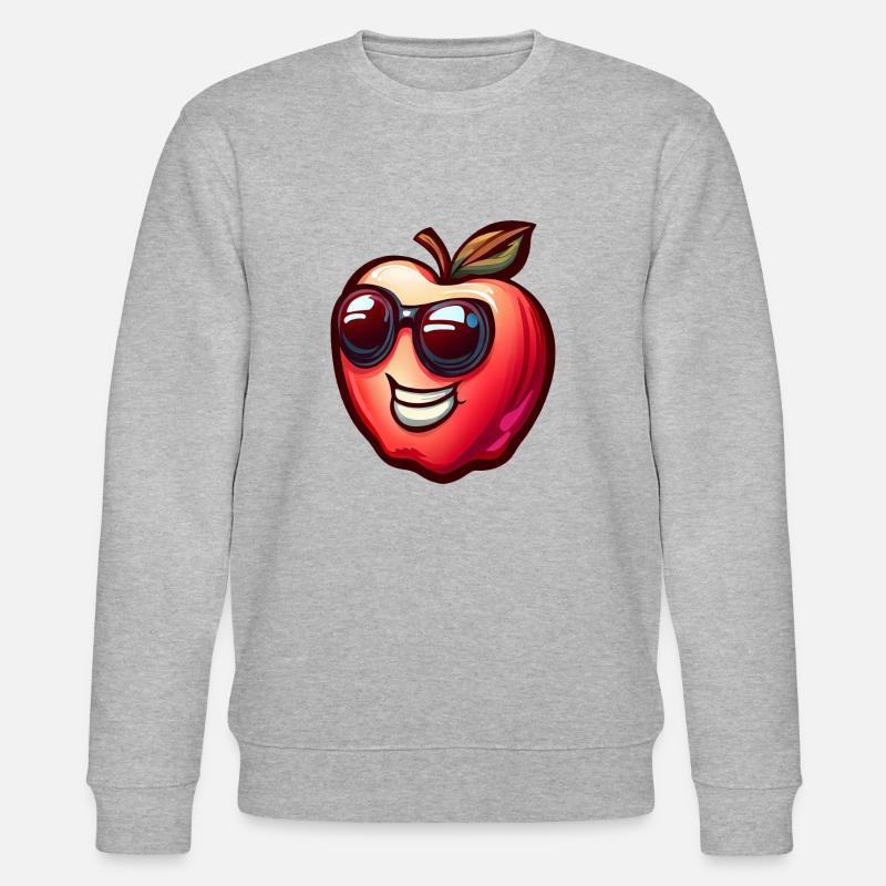 Cool apple with sunglasses - Stanley/Stella CHANGER Unisex Organic Sweatshirt - heather grey