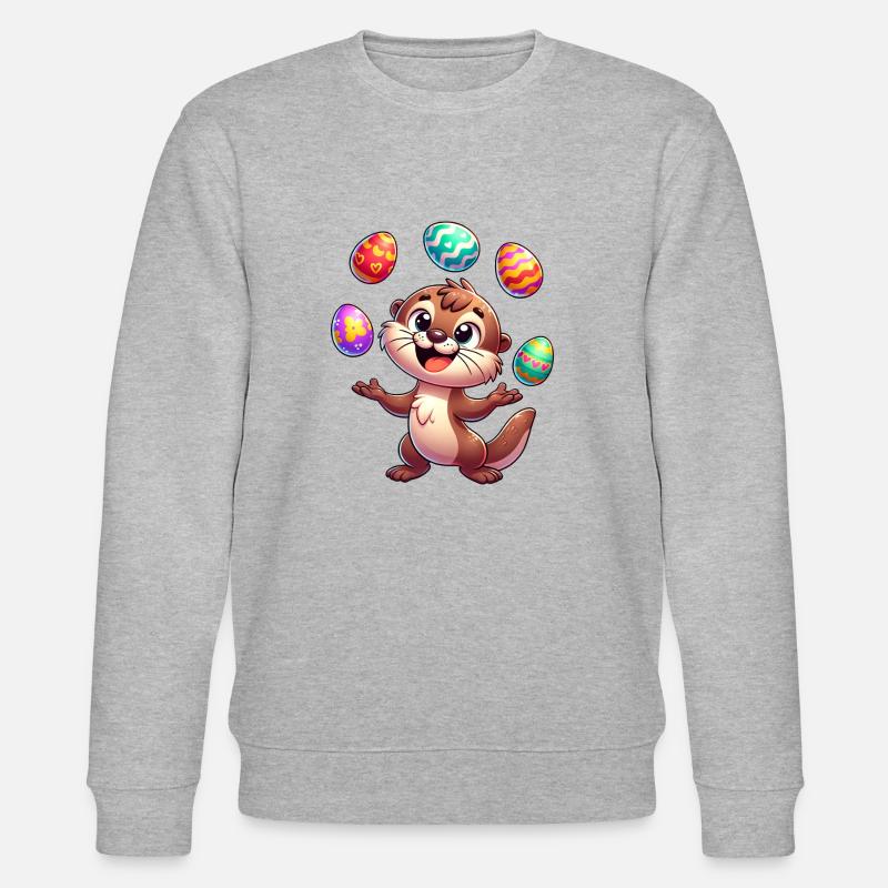 Easter Otter Juggling Easter Eggs, - Stanley/Stella CHANGER Unisex Organic Sweatshirt - heather grey