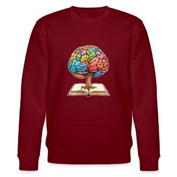 Lesen bildet Mindset Wachstum Kunstwerk Baum - Stanley/Stella Unisex Bio-Sweatshirt CHANGER  - Burgunderrot - Vorne - Nik (191cm) & Marisol (170cm)