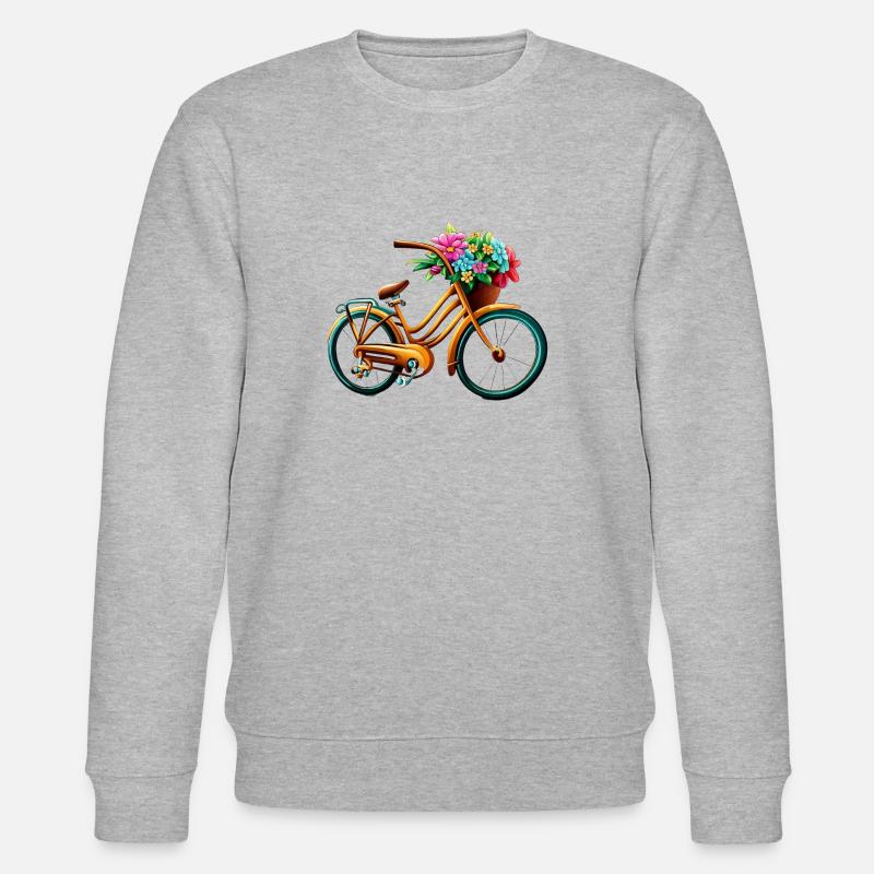 Fahrrad mit Blumen - Stanley/Stella Unisex Bio-Sweatshirt CHANGER  - Grau meliert