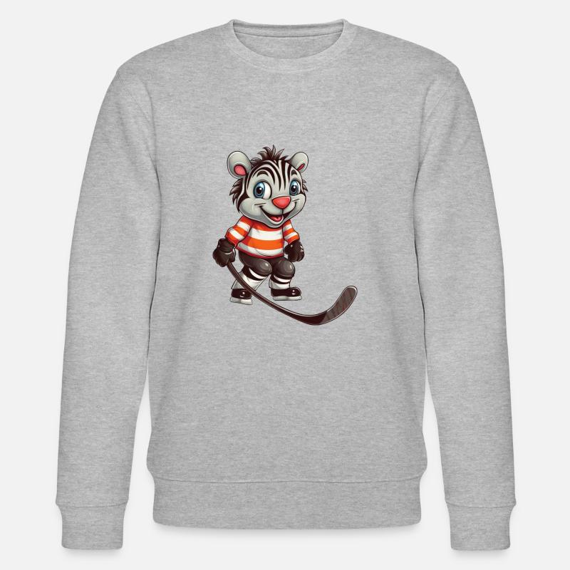 Comic Zebra Eishockey Eishockeyspieler - Stanley/Stella Unisex Bio-Sweatshirt CHANGER  - Grau meliert