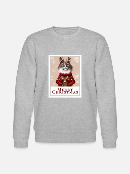 Christmas Siberian cat - Stanley/Stella CHANGER Unisex Organic Sweatshirt - heather grey
