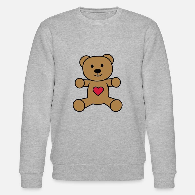 Teddybär mit Herz - Stanley/Stella Unisex Bio-Sweatshirt CHANGER  - Grau meliert