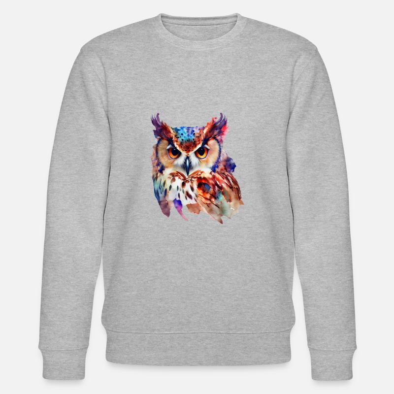 Eule Buntes Aquarell - Stanley/Stella Unisex Bio-Sweatshirt CHANGER  - Grau meliert