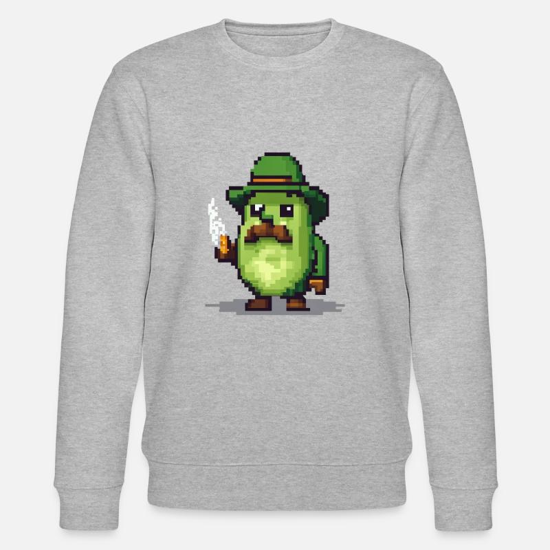 Avocado mit Schnurrbart - Stanley/Stella Unisex Bio-Sweatshirt CHANGER  - Grau meliert