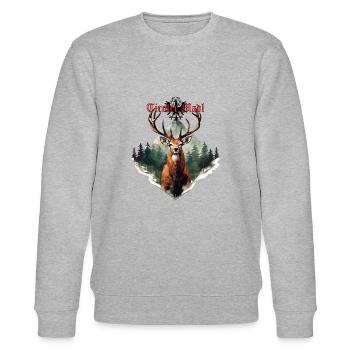 Tiroler Madl mit Hirsch dem Land Tirol die Treue - Stanley/Stella Unisex Bio-Sweatshirt CHANGER  - Grau meliert - Vorne - Nik (191cm) & Marisol (170cm)