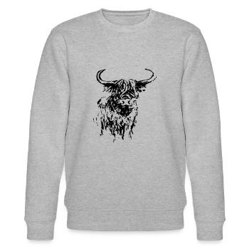 Scottish Highlander in schwarzer Farbe - Stanley/Stella Unisex Bio-Sweatshirt CHANGER  - Grau meliert - Vorne - Nik (191cm) & Marisol (170cm)