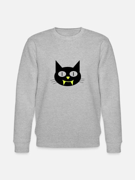 Halloween vampire cat with canines - Stanley/Stella CHANGER Unisex Organic Sweatshirt - heather grey