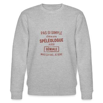 Spéléologue GÉNIALE rouge brunâtre foncé - Sweat bio CHANGER Stanley/Stella Unisexe - gris chiné - Devant - Nik (191cm) & Marisol (170cm)