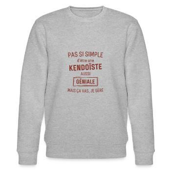 Kendoiste GÉNIALE rouge brunâtre foncé - Sweat bio CHANGER Stanley/Stella Unisexe - gris chiné - Devant - Nik (191cm) & Marisol (170cm)