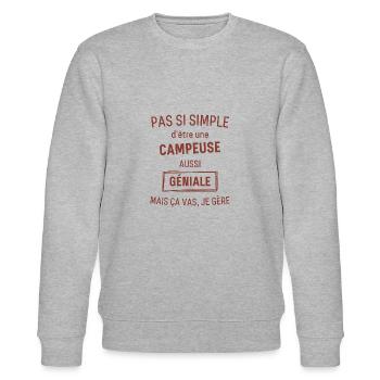 CAMPEUSE GÉNIALE rouge brunâtre foncé - Sweat bio CHANGER Stanley/Stella Unisexe - gris chiné - Devant - Nik (191cm) & Marisol (170cm)