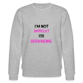 Ich bin nicht schwer Ich bin anspruchsvoll PNK BLK - Stanley/Stella Unisex Bio-Sweatshirt CHANGER  - Grau meliert - Vorne - Nik (191cm) & Marisol (170cm)