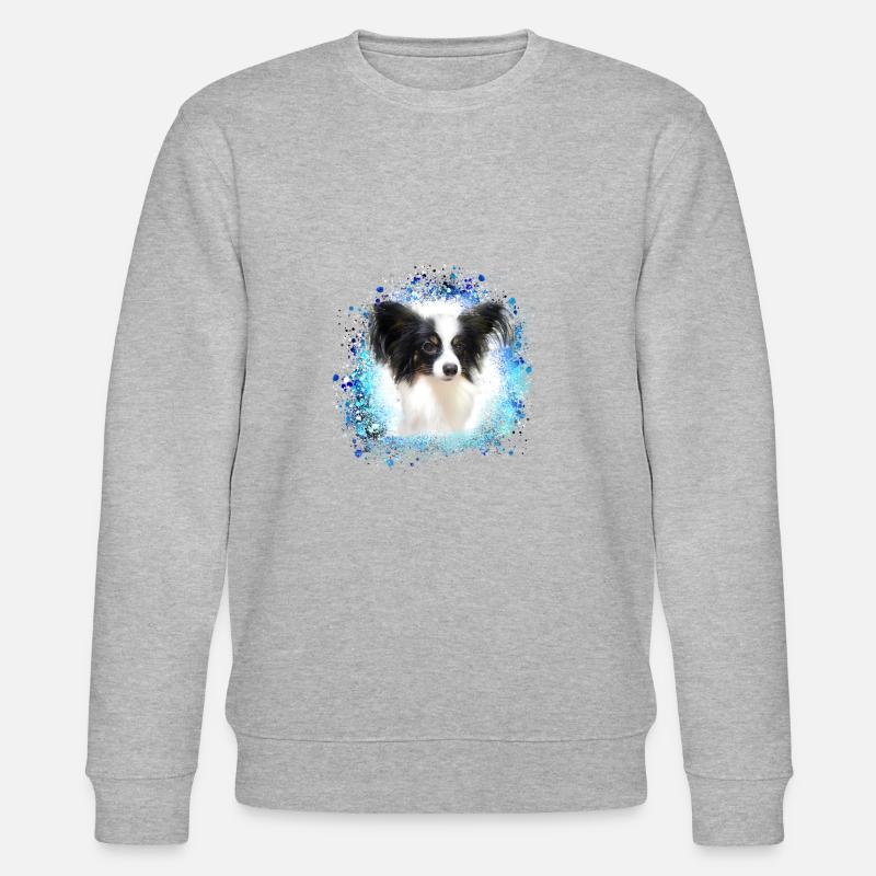 papillon,hund,spitz,zwergspitz,pompom - Stanley/Stella Unisex Bio-Sweatshirt CHANGER  - Grau meliert
