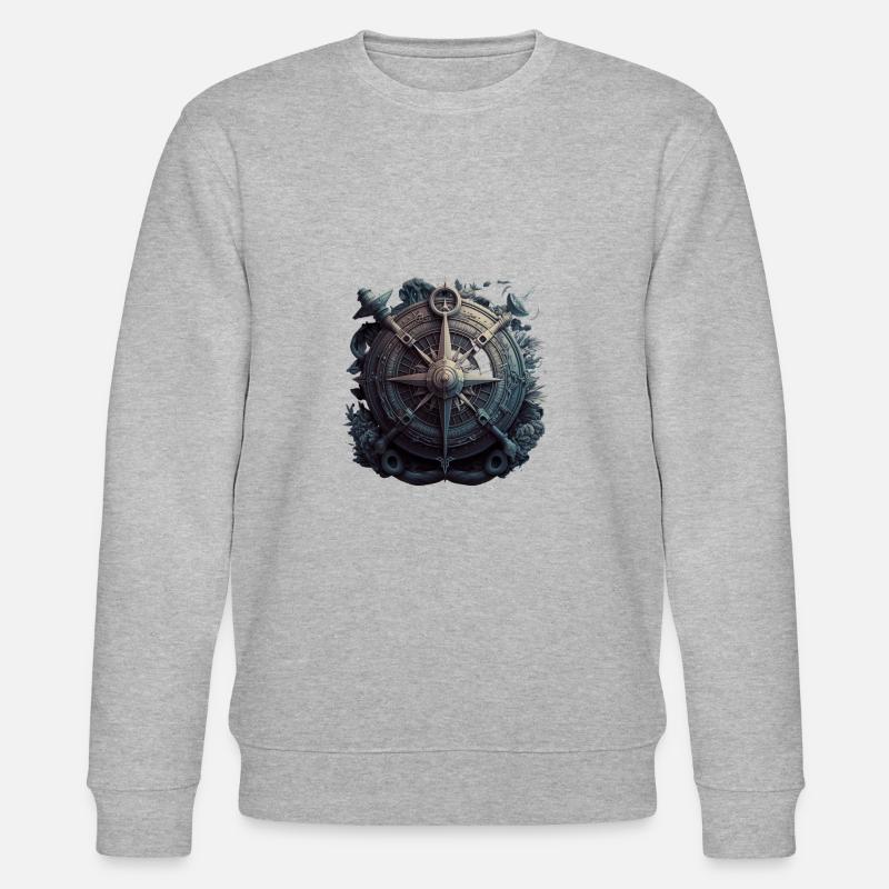 maritimer Anker mit coolen Segelkompass - Stanley/Stella Unisex Bio-Sweatshirt CHANGER  - Grau meliert