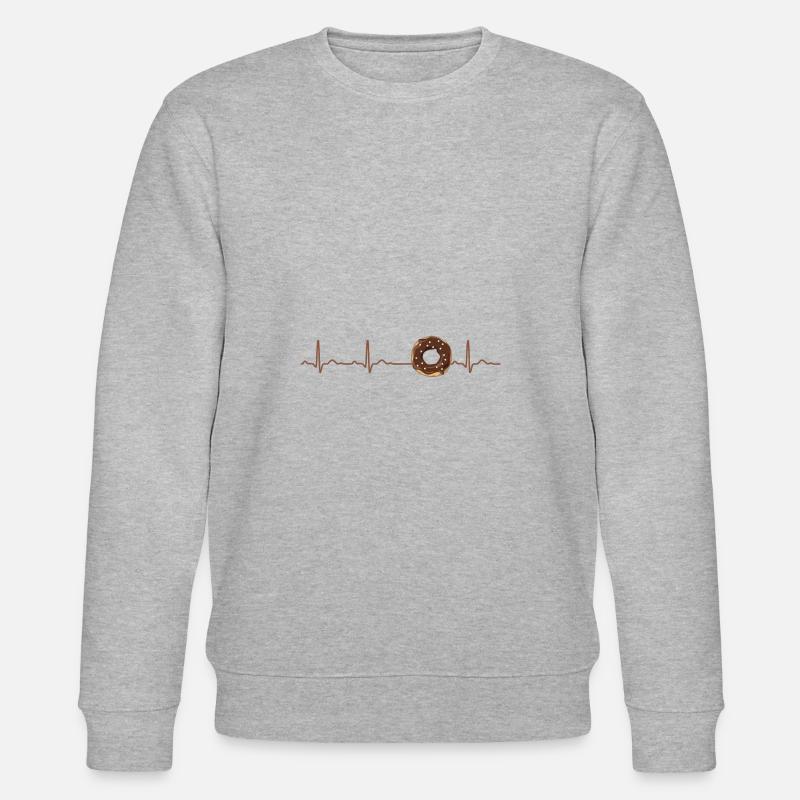 Donut-Herzschlag-EKG-Herzfrequenz-Geschenk-Muffin Lustig - Stanley/Stella Unisex Bio-Sweatshirt CHANGER  - Grau meliert