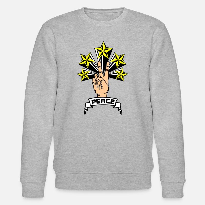 Frieden 5 gelbe Sterne - Stanley/Stella Unisex Bio-Sweatshirt CHANGER  - Grau meliert