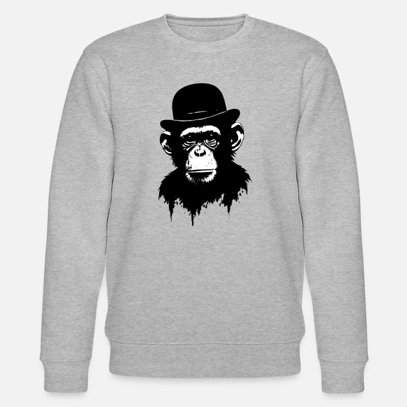 Chilliger Affe mit Melone - Stanley/Stella Unisex Bio-Sweatshirt CHANGER  - Grau meliert