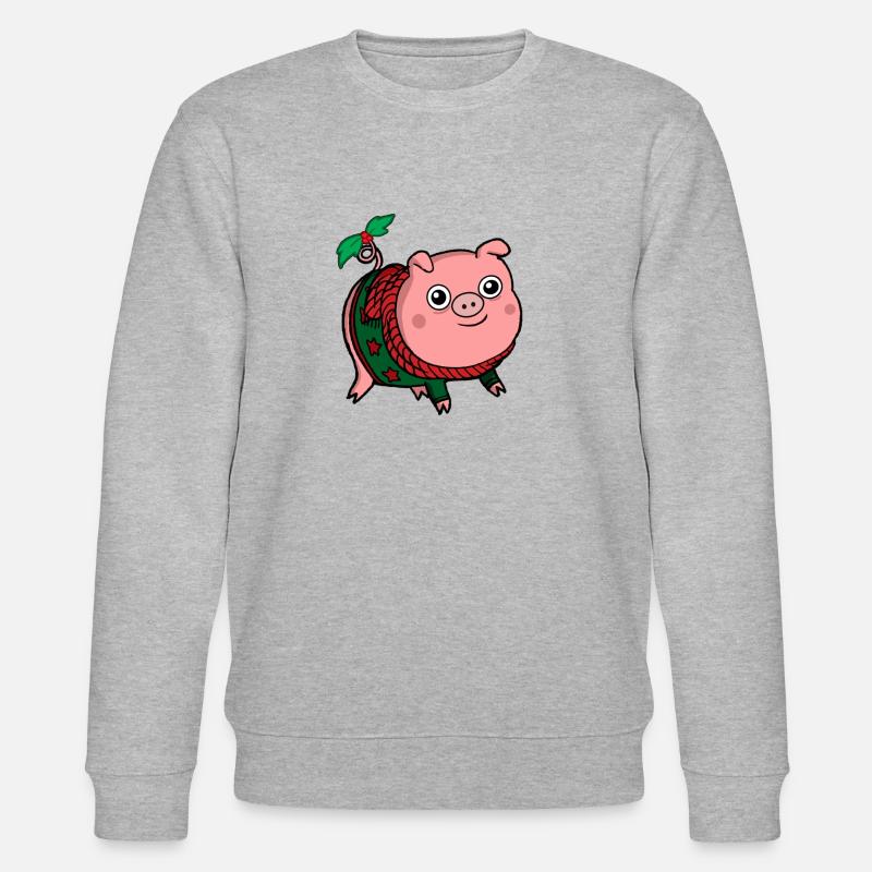 Weihnachtsschwein süßer Winterpullover - Stanley/Stella Unisex Bio-Sweatshirt CHANGER  - Grau meliert
