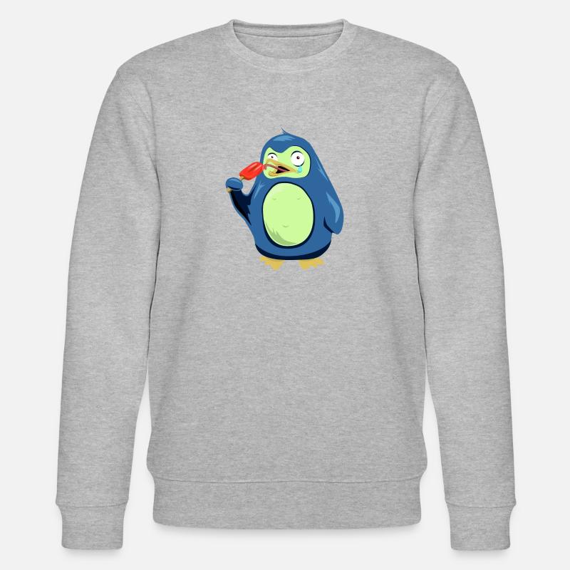 Frozen Pinguin isst Eis - Stanley/Stella Unisex Bio-Sweatshirt CHANGER  - Grau meliert