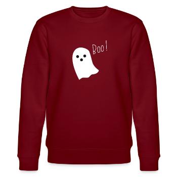 Gespenst boo - Stanley/Stella Unisex Bio-Sweatshirt CHANGER  - Burgunderrot - Vorne - Nik (191cm) & Marisol (170cm)